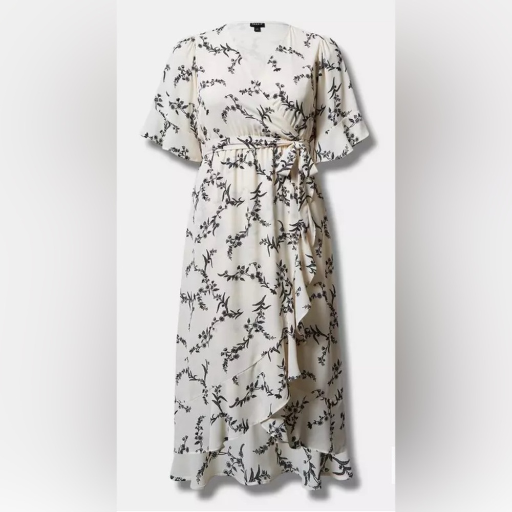 Torrid 3 Maxi Georgette Surplice Ruffle Hi-Lo Floral Dress - Like New!